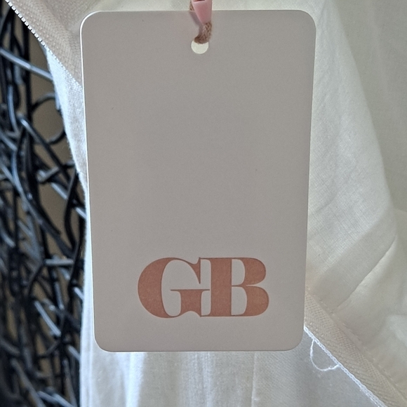 GB Size Small White Linen Blend Spaghetti Strap Dress Ruffle Hem NWT - Picture 8 of 12